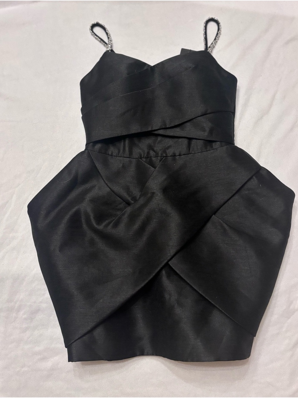 Dzung Biez NWT Black Rhinestone Strap Structured Mini Cocktail Dress Small